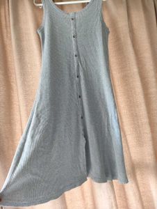 Casual Grey Button-Down Dress