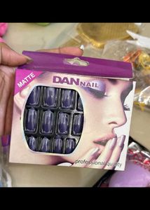 Matte Purple False Nails and hair extensions combo