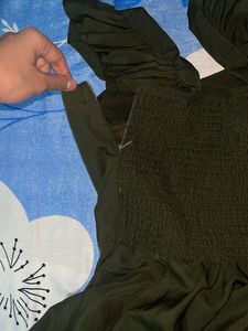 Olive Green Flutter Sleeve Dress