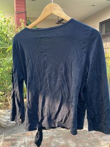 Chic Navy Blue Wrap Top