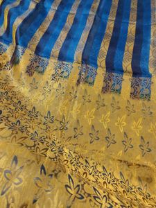 Blue & Gold Striped kanjivaram