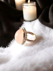 Natural Rose Quartz Crystal Ring