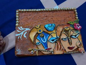 Handmade Radha Krishna Painting With Clay
