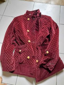 Maroon Polka Dot Velvet Jacket