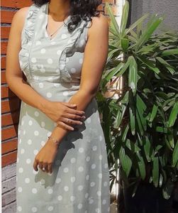 Light Green Polka Dot Midi Dress