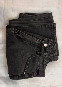 Washed Black Grey Wide Leg Jeans