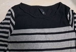 Grey And Black Combination Long Sleev T Shirt