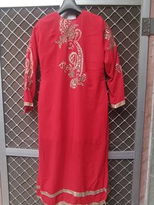 Beautiful Red Kurti With Lahanga And Dupatta