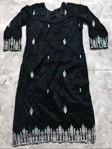 Black Embroidered Kurti with Pant