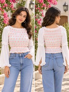 Chic Polka Dot Smocked Top