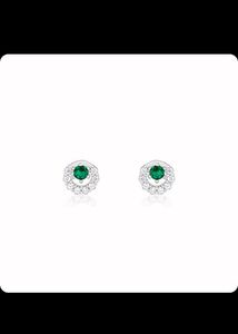 Emerald & Diamond Halo Stud Earrings🌟🌟🌟🌟🌟