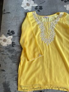 Yellow Embroidered Kurta