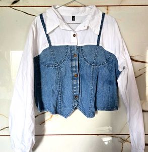 Denim Corset Shirt Top