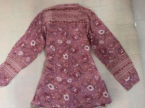 Boho Floral Print Long Sleeve Tunic