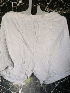 White Linen Blend Shorts