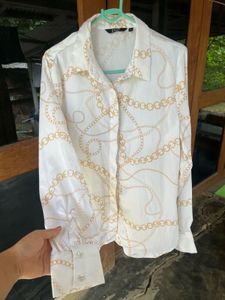 Chic Chain Print Button-Down Shirt