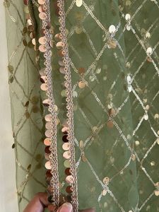 Embellished Olive Green Dupatta