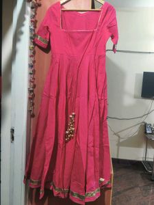 Bunaai Coral Peach Gota Work Anarkali Set