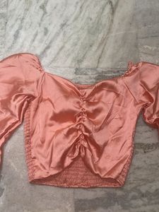 Satin Ruched Crop Top