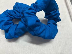 Blue Fabric Scrunchies (Set of 2)