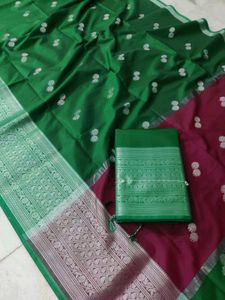 Green & Maroon Silk Allover Boota Saree