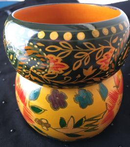 Price drop!!  Two handpainted wooden bangles