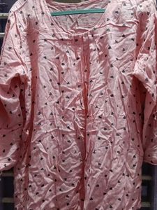 Cute Pink Heart Print Top l size