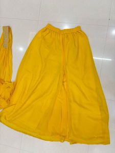 Padded Yellow Embroidered corset top bottom with D