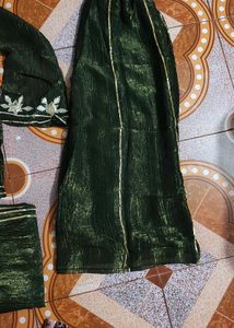 trendy Olive Green Kurta Set with Dupatta Bell sle