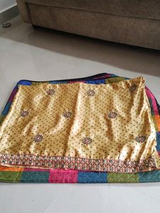 Beautiful Golden Colour Designer Saree New
