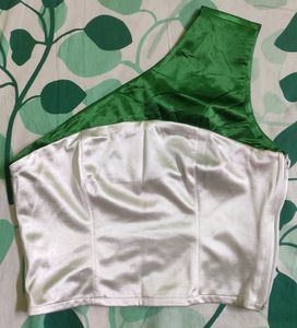 White Green Crop Top
