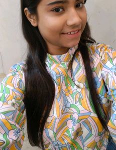 Retro Floral Print Top