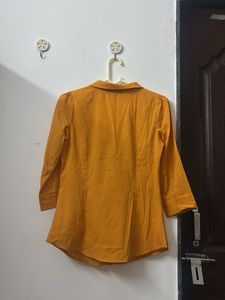 Mustard Yellow Tie Neck Blouse