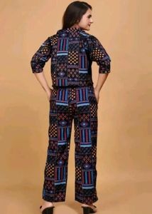 Boho Print Crop Top &amp; Wide Leg Pants Set