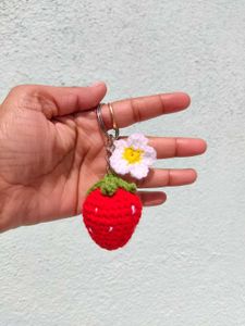 Strawberry Crochet Keychain