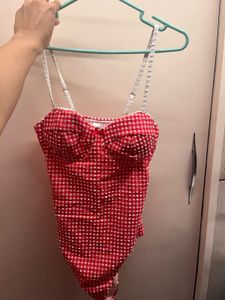 Red Gingham Bikini Top