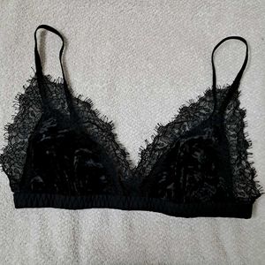 Vintage Gothic Black Lace Velvet Bralette