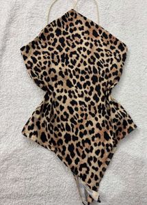 Leopard Print Halter Bodysuit