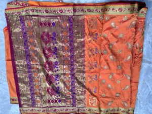 Embellished Orange Silk Saree