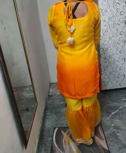 Yellow &amp; Orange Ombre stiched Kurta Set