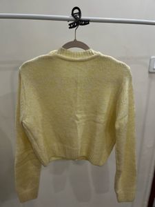Butter Yellow CROPPED Woollen Cardigan
