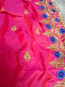 Vibrant Pink Embroidered Saree with Blouse