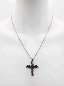Gothic Bat Cross Necklace