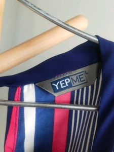 Striped Top With Back Open Style
