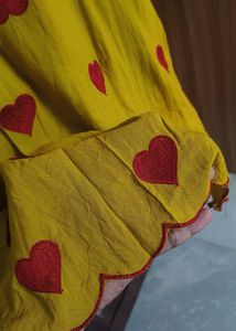 Heart Patterned Yellow Farshi Salwar Set