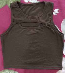 Stylish Cut-Out Ribbed Crop Top