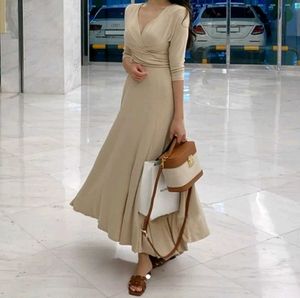 Elegant Beige Wrap imported dress