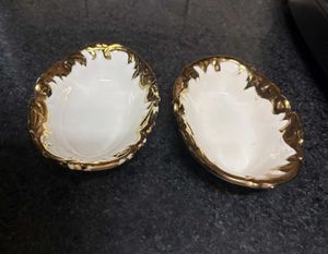 Italian Gold Trimmed Porcelain Bowls(Set of 2)