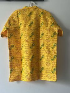 Yellow Kurta with Peacock Feather Print xxl