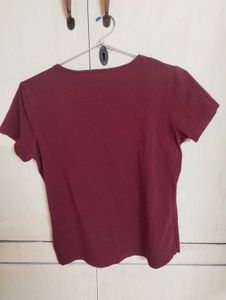 Zara Basic Burgundy Tee - Size M
